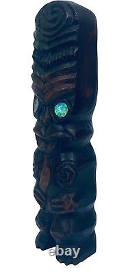 10 Maori Tiki Statue Figurine Wood Carved from Tahiti Polynesian New Zeland