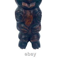 10 Maori Tiki Statue Figurine Wood Carved from Tahiti Polynesian New Zeland