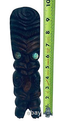 10 Maori Tiki Statue Figurine Wood Carved from Tahiti Polynesian New Zeland