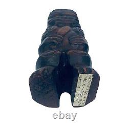 10 Maori Tiki Statue Figurine Wood Carved from Tahiti Polynesian New Zeland