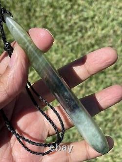 125mm NZ BOWENITE Maori Greenstone Pounamu RAREST WHITE JADE V BIG KURU/PENDANT