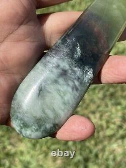 125mm NZ BOWENITE Maori Greenstone Pounamu RAREST WHITE JADE V BIG KURU/PENDANT