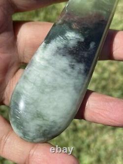 125mm NZ BOWENITE Maori Greenstone Pounamu RAREST WHITE JADE V BIG KURU/PENDANT