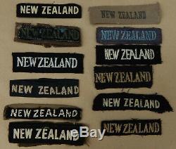 12 WW2 era NEW ZEALAND Kiwi ANZAC Shoulder Title Badges Overseas Service Patches