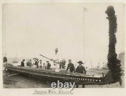 1880's PHOTO NEW ZEALAND MAORI WAR CANOE