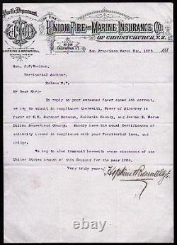 1885 San Francisco Union Fire & Marine Insurance RARE New Zealand Letter Head