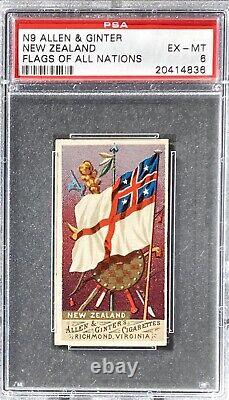 1887 N9 Allen & Ginter Flags Of All Nations NEW ZEALAND PSA 6 EX-MT (Curve Back)