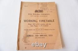 1934 New Zealand Railways Working Timetable Book South Island