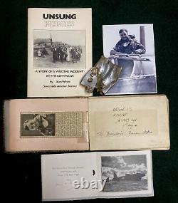 1941 WWII RARE NEW ZEALAND V. C. Winner JAMES WARD, 75 Sqdn Autograph lot + relic