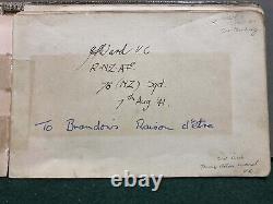 1941 WWII RARE NEW ZEALAND V. C. Winner JAMES WARD, 75 Sqdn Autograph lot + relic