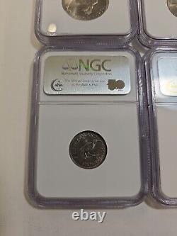 1964 New Zealand 4 Coin Set 2S, 1S, 3 & 6 Pence Graded NGC MS 65