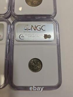 1964 New Zealand 4 Coin Set 2S, 1S, 3 & 6 Pence Graded NGC MS 65