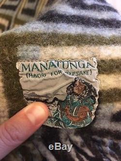 1970's Vintage MANATUNGA New Zealand Pure Virgin Wool Travel Blanket Throw