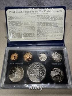 1974 New Zealand Proof Set With 925 Sterling Silver Commonwealth $1 Coin