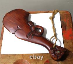 1981 Vintage Maori War Canoe Waka Taua Carved Wood Model Paua Shell New Zealand