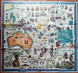 1986 Australia Pictorial Map Poster, Hugo Pratt. New Zealand, Oceania New Guinea