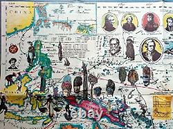 1986 Australia Pictorial Map Poster, Hugo Pratt. New Zealand, Oceania New Guinea