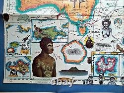 1986 Australia Pictorial Map Poster, Hugo Pratt. New Zealand, Oceania New Guinea