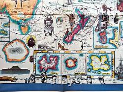 1986 Australia Pictorial Map Poster, Hugo Pratt. New Zealand, Oceania New Guinea