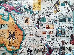 1986 Australia Pictorial Map Poster, Hugo Pratt. New Zealand, Oceania New Guinea