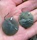 1.2 Disc Hand Carved Nz Maori Translucent Tangiwai Pounamu Silver Hook Earrings