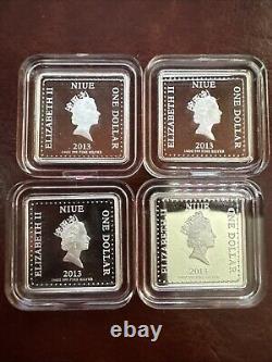2013 Rcm Niue New Zealand Mint Monopoly 4 Piece Silver Coin Set House Display