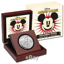 2014 $2 Disney Mickey Mouse Steamboat Willie 1oz Silver Proof Coin New Zealand