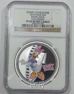 2014 NIUE Daisy Duck Disney Characters Colorized Silver $2 NGC PF 69 ULT CAM