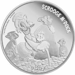 2015 Disney Scrooge McDuck 1 oz. 999 Silver Coin + COA + Box PF 68 Ultra Cameo