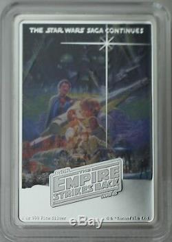 2017 $2 Star Wars Poster Collection Empire Strikes Back 1 oz Silver Colored Coin