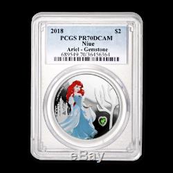 2018 2019 Niue $2 Disney Princess Gemstone 4 Coin Silver Set PCGS PR 70 DCAM