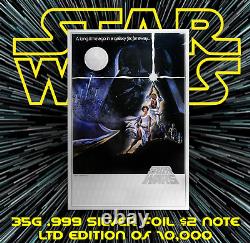 2018 NIUE NEW ZEALAND MINT STAR WARS A NEW HOPE 35g. 999 Pure Silver $2 Foil