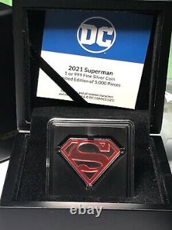 2021 Superman Shield 1oz Collectible Silver Coin DC Comics
