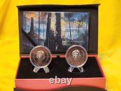2022 New Zealand Lord of the Rings Two Towers 2 x 1 oz Silver Proof Coin Set