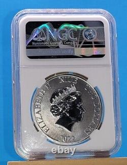 2022 Niue 1 Oz $2 Star Wars Darth Vader Ms70 Er. 999 Silver Coin `