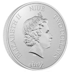 2022 Niue 1 Oz $2 Star Wars Darth Vader Ms70 Er. 999 Silver Coin `