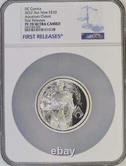 2022 Niue Aquaman Classic Collection 3 oz NGC PF 70 Silver Coin