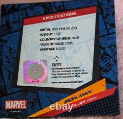 2023 Marvel Ironman New Zealand Mint 1oz Silver Coin Mintage 5,000