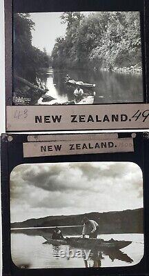 21 Antique New Zealand Govt Publicity Magic Lantern Glass Slides Scenery Locals