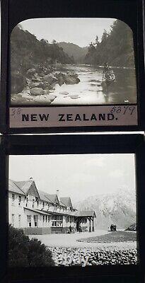 21 Antique New Zealand Govt Publicity Magic Lantern Glass Slides Scenery Locals