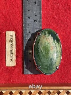2 1/2 New Zealand Nephrite Greenstone JADE Cabochon STERLING SILVER Belt BUCKLE 2 1/2 New Zealand Nephrite Greenstone JADE Cabochon STERLING SILVER Belt BUCKLE