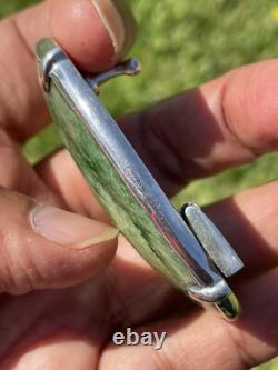 2 1/2 New Zealand Nephrite Greenstone JADE Cabochon STERLING SILVER Belt BUCKLE 2 1/2 New Zealand Nephrite Greenstone JADE Cabochon STERLING SILVER Belt BUCKLE