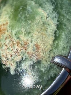 2 1/2 New Zealand Nephrite Greenstone JADE Cabochon STERLING SILVER Belt BUCKLE 2 1/2 New Zealand Nephrite Greenstone JADE Cabochon STERLING SILVER Belt BUCKLE