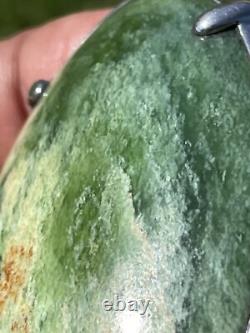 2 1/2 New Zealand Nephrite Greenstone JADE Cabochon STERLING SILVER Belt BUCKLE 2 1/2 New Zealand Nephrite Greenstone JADE Cabochon STERLING SILVER Belt BUCKLE