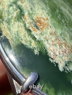 2 1/2 New Zealand Nephrite Greenstone JADE Cabochon STERLING SILVER Belt BUCKLE 2 1/2 New Zealand Nephrite Greenstone JADE Cabochon STERLING SILVER Belt BUCKLE