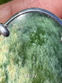 2 1/2 New Zealand Nephrite Greenstone JADE Cabochon STERLING SILVER Belt BUCKLE 2 1/2 New Zealand Nephrite Greenstone JADE Cabochon STERLING SILVER Belt BUCKLE