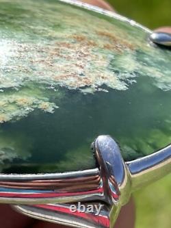 2 1/2 New Zealand Nephrite Greenstone JADE Cabochon STERLING SILVER Belt BUCKLE 2 1/2 New Zealand Nephrite Greenstone JADE Cabochon STERLING SILVER Belt BUCKLE