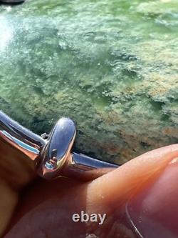 2 1/2 New Zealand Nephrite Greenstone JADE Cabochon STERLING SILVER Belt BUCKLE 2 1/2 New Zealand Nephrite Greenstone JADE Cabochon STERLING SILVER Belt BUCKLE
