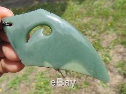 2 TONE GREY INANGA JADE Pounamu NEPHRITE Greenstone SHARK TOOTH KORU PENDANT