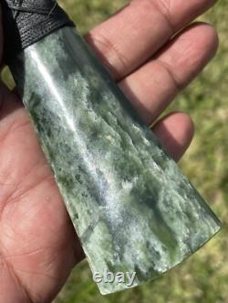 3 13/16 New Zealand MARSDEN Flower Jade RARE Nephrite Pounamu Maori ADZE TOKI